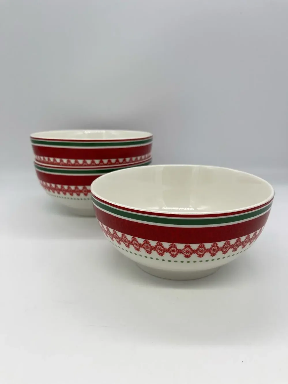 American Atelier Noelle Set of 3 Soup / Cereal Porcelain Bowls 5 7/8